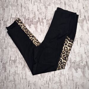 Zyia Active Cropped Leggings Women's Size 4 Black Cheetah High Rise